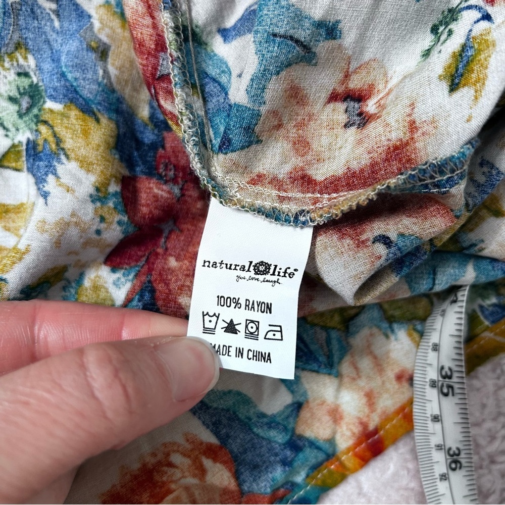 SOLD Natural Life Floral Mini Dress Skater Dress Blue Yellow Orange Floral Size - Picture 5 of 10
